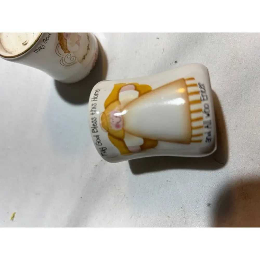 Set of Three Angel-Themed Ceramic Candle Holders